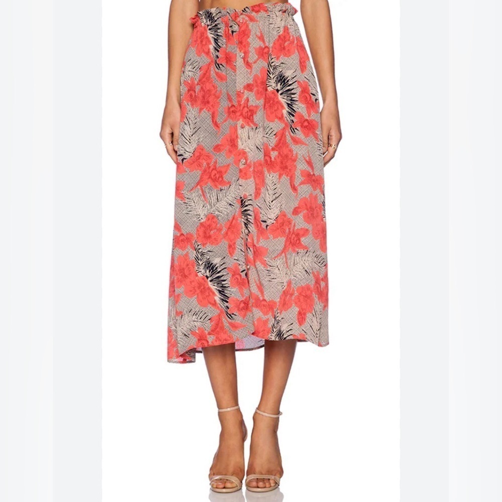 Mai Tai Maxi Skirt in Red Orchid Print